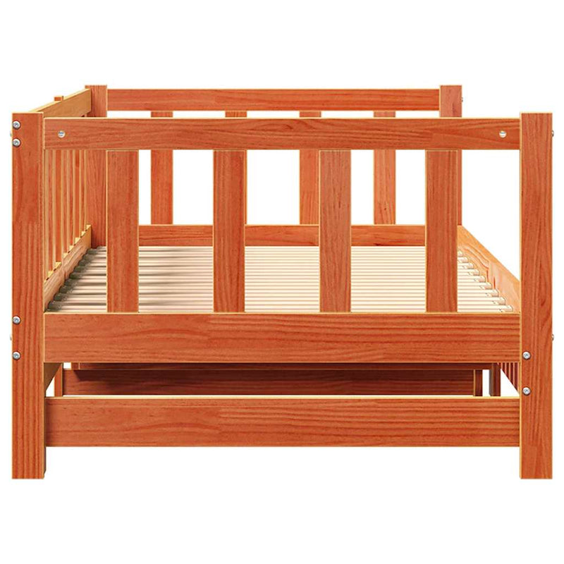 vidaXL Nappali ágy kihúzható ágyneműtartóval Viaszbarna 90 x 200 cm