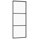 vidaXL fekete ESG üveg tolóajtó fémszerelvény-szettel 76x205 cm