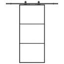 vidaXL fekete ESG üveg tolóajtó fémszerelvény-szettel 90x205 cm