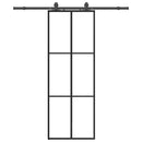 vidaXL fekete ESG üveg tolóajtó fémszerelvény-szettel 76x205 cm