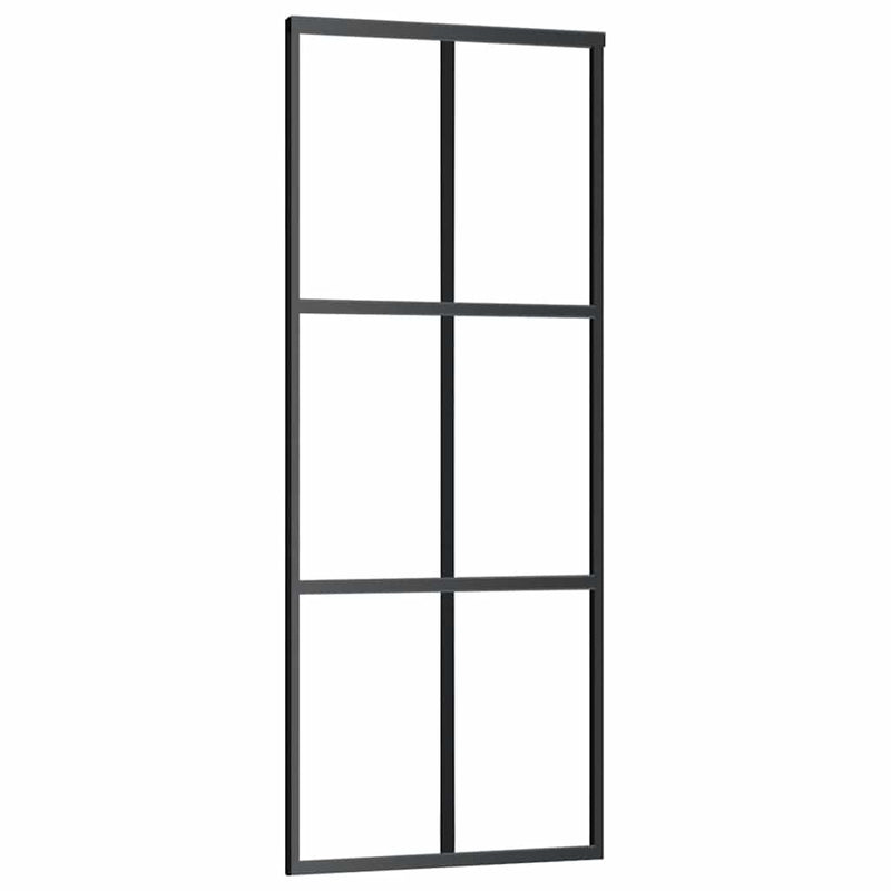 vidaXL fekete ESG üveg tolóajtó fémszerelvény-szettel 76x205 cm