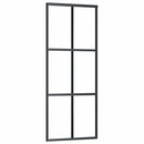 vidaXL fekete ESG üveg tolóajtó fémszerelvény-szettel 90x205 cm