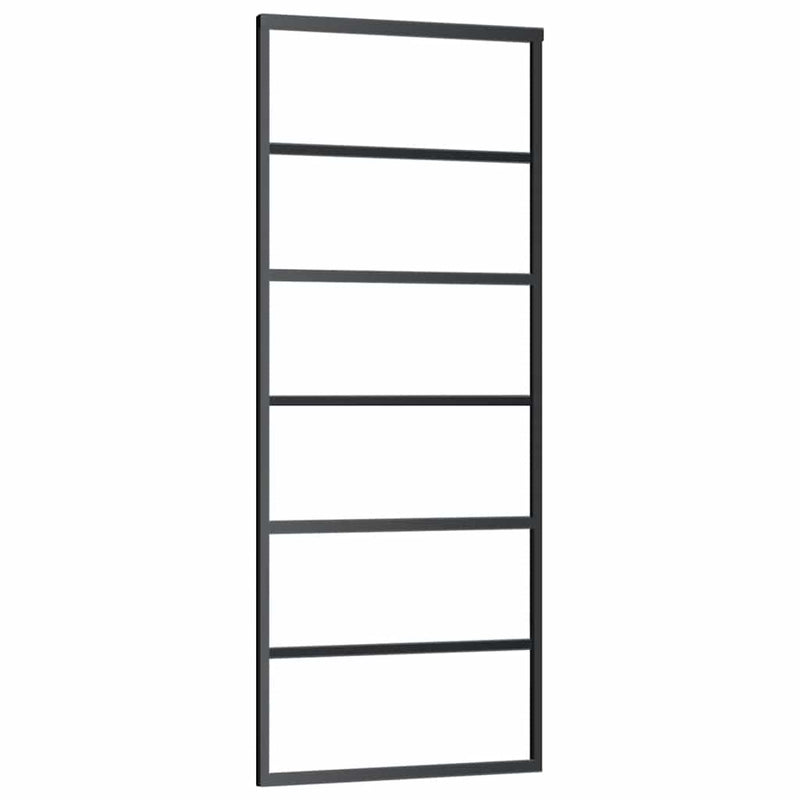 vidaXL fekete ESG üveg tolóajtó fémszerelvény-szettel 76x205 cm