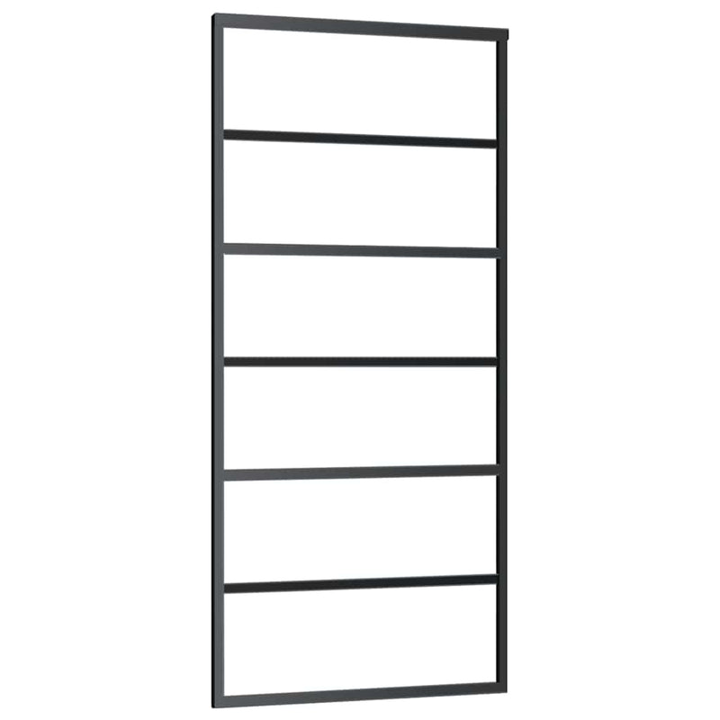 vidaXL fekete ESG üveg tolóajtó fémszerelvény-szettel 90x205 cm
