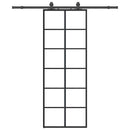 vidaXL fekete ESG üveg tolóajtó fémszerelvény-szettel 76x205 cm