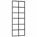vidaXL fekete ESG üveg tolóajtó fémszerelvény-szettel 76x205 cm
