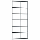 vidaXL fekete ESG üveg tolóajtó fémszerelvény-szettel 90x205 cm