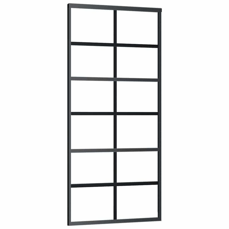 vidaXL fekete ESG üveg tolóajtó fémszerelvény-szettel 90x205 cm