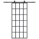 vidaXL fekete ESG üveg tolóajtó fémszerelvény-szettel 90x205 cm