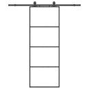 vidaXL fekete ESG üveg tolóajtó fémszerelvény-szettel 76x205 cm
