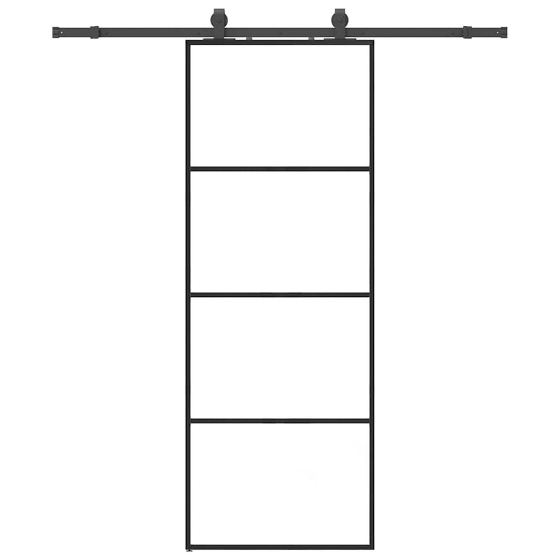 vidaXL fekete ESG üveg tolóajtó fémszerelvény-szettel 76x205 cm