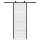 vidaXL fekete ESG üveg tolóajtó fémszerelvény-szettel 76x205 cm