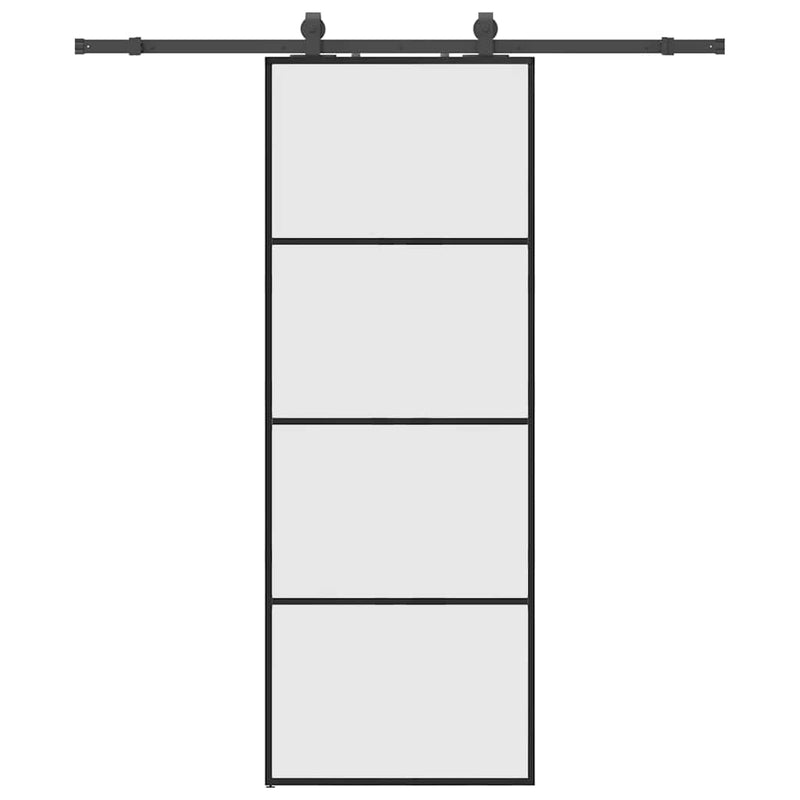 vidaXL fekete ESG üveg tolóajtó fémszerelvény-szettel 76x205 cm