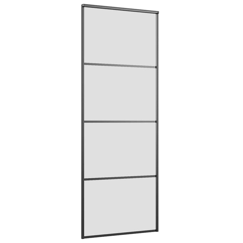vidaXL fekete ESG üveg tolóajtó fémszerelvény-szettel 76x205 cm