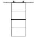vidaXL fekete ESG üveg tolóajtó fémszerelvény-szettel 90x205 cm