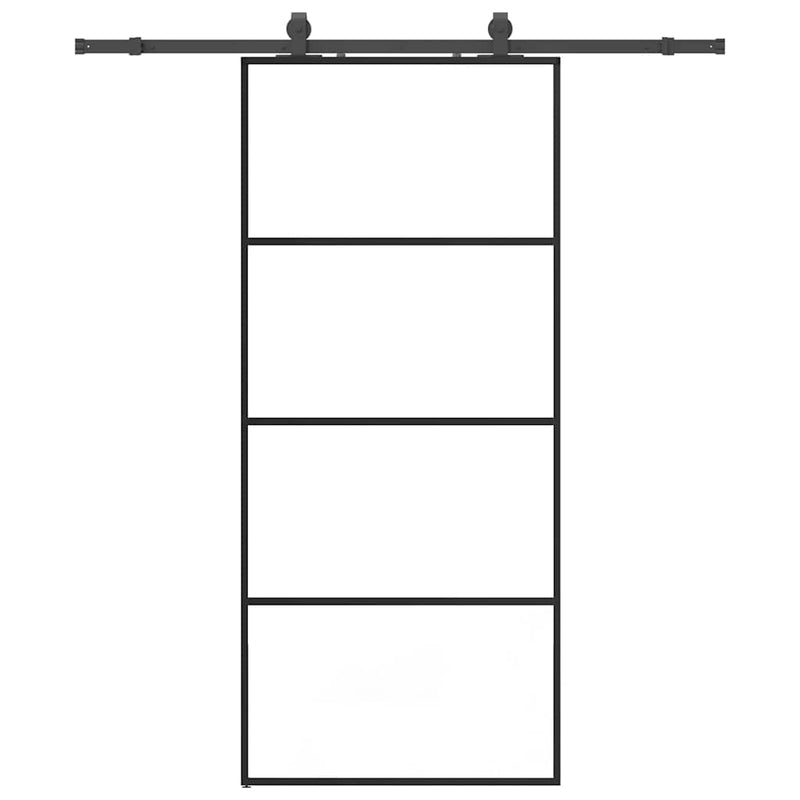 vidaXL fekete ESG üveg tolóajtó fémszerelvény-szettel 90x205 cm