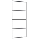 vidaXL fekete ESG üveg tolóajtó fémszerelvény-szettel 90x205 cm