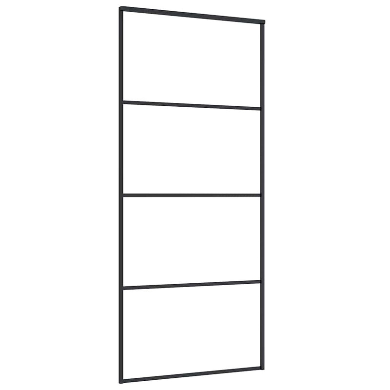 vidaXL fekete ESG üveg tolóajtó fémszerelvény-szettel 90x205 cm