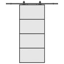 vidaXL fekete ESG üveg tolóajtó fémszerelvény-szettel 90x205 cm
