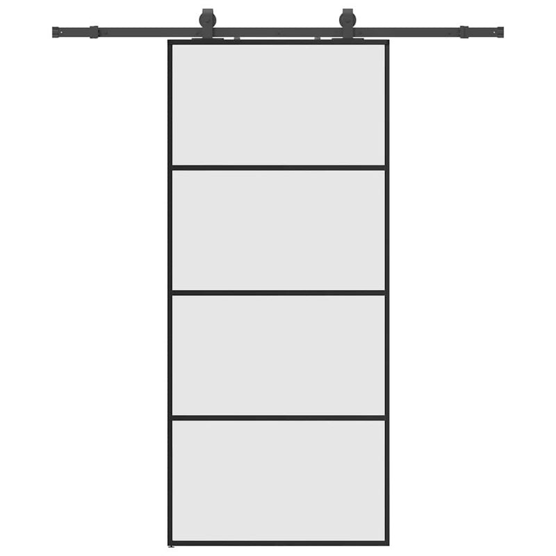 vidaXL fekete ESG üveg tolóajtó fémszerelvény-szettel 90x205 cm