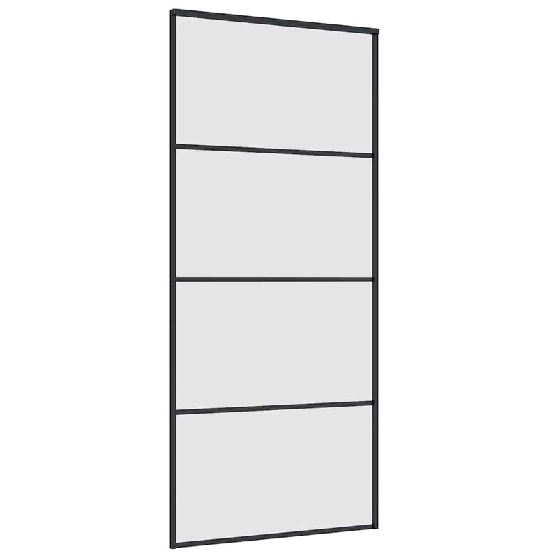vidaXL fekete ESG üveg tolóajtó fémszerelvény-szettel 90x205 cm