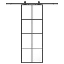 vidaXL fekete ESG üveg tolóajtó fémszerelvény-szettel 76x205 cm