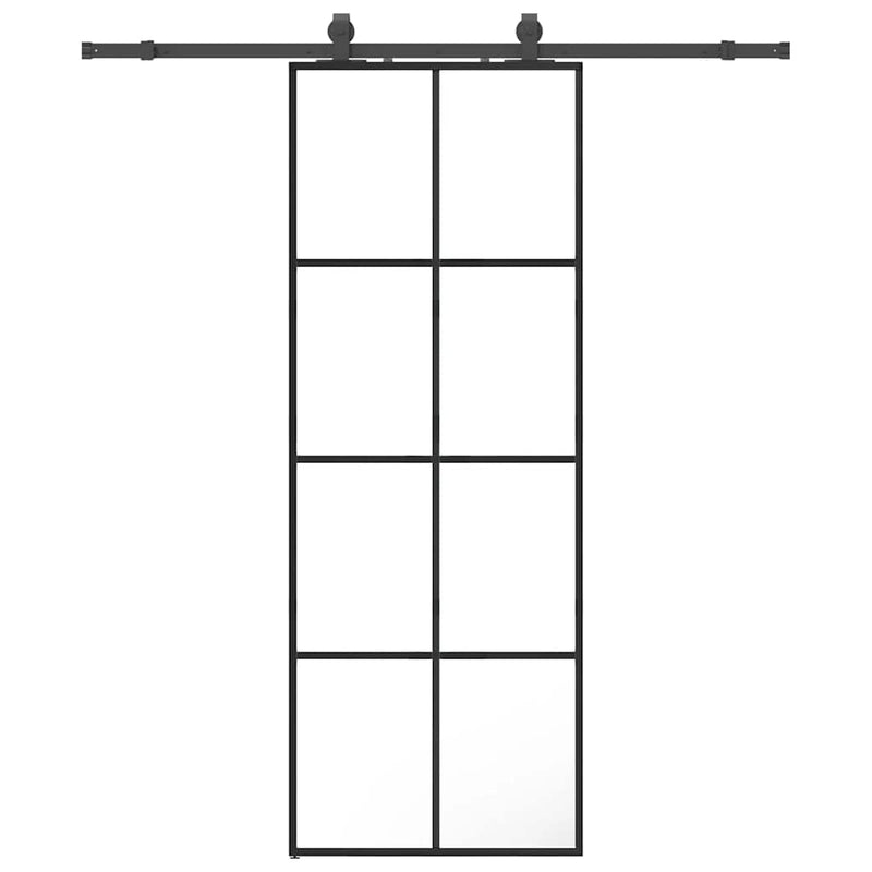 vidaXL fekete ESG üveg tolóajtó fémszerelvény-szettel 76x205 cm