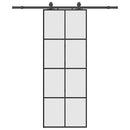 vidaXL fekete ESG üveg tolóajtó fémszerelvény-szettel 76x205 cm
