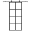vidaXL fekete ESG üveg tolóajtó fémszerelvény-szettel 90x205 cm