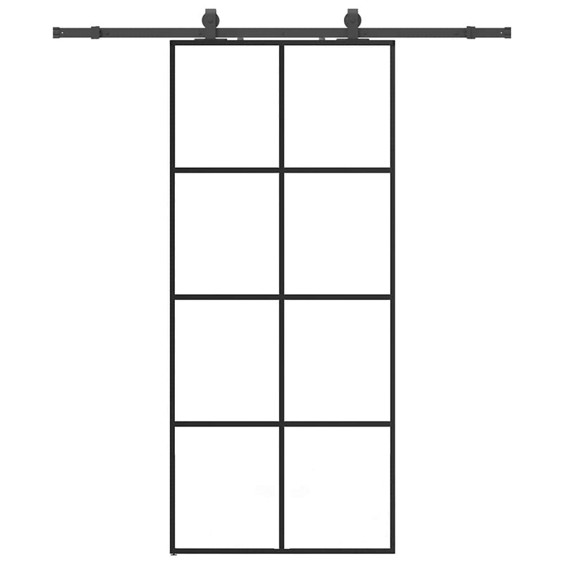 vidaXL fekete ESG üveg tolóajtó fémszerelvény-szettel 90x205 cm