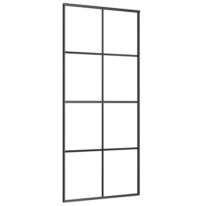 vidaXL fekete ESG üveg tolóajtó fémszerelvény-szettel 90x205 cm