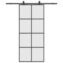 vidaXL fekete ESG üveg tolóajtó fémszerelvény-szettel 90x205 cm