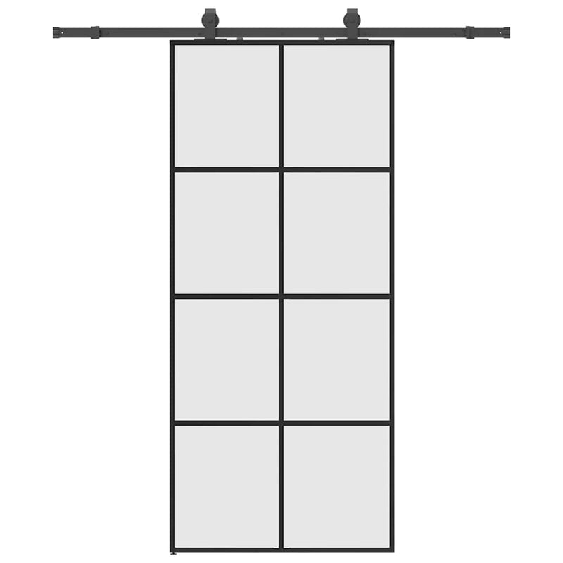 vidaXL fekete ESG üveg tolóajtó fémszerelvény-szettel 90x205 cm