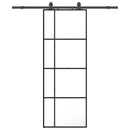 vidaXL fekete ESG üveg tolóajtó fémszerelvény-szettel 76x205 cm
