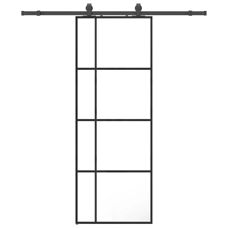 vidaXL fekete ESG üveg tolóajtó fémszerelvény-szettel 76x205 cm