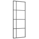 vidaXL fekete ESG üveg tolóajtó fémszerelvény-szettel 76x205 cm