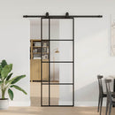 vidaXL fekete ESG üveg tolóajtó fémszerelvény-szettel 76x205 cm