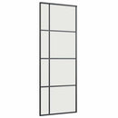 vidaXL fekete ESG üveg tolóajtó fémszerelvény-szettel 76x205 cm