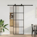 vidaXL fekete ESG üveg tolóajtó fémszerelvény-szettel 76x205 cm