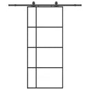 vidaXL fekete ESG üveg tolóajtó fémszerelvény-szettel 90x205 cm
