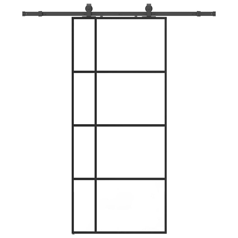 vidaXL fekete ESG üveg tolóajtó fémszerelvény-szettel 90x205 cm