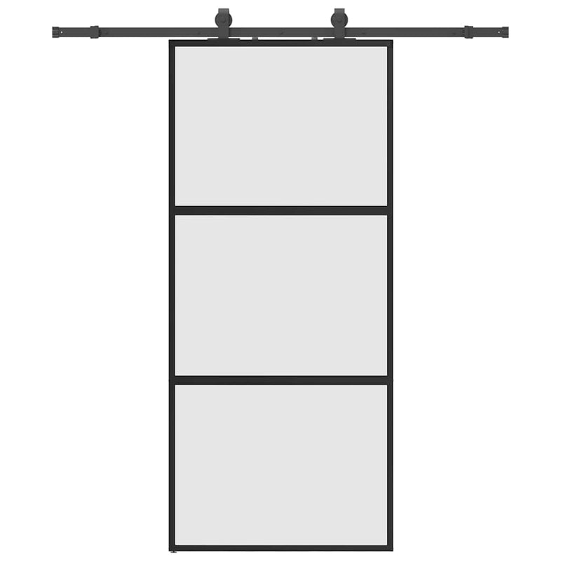 vidaXL fekete edzett üveg tolóajtó fémszerelék szettel 90x205 cm