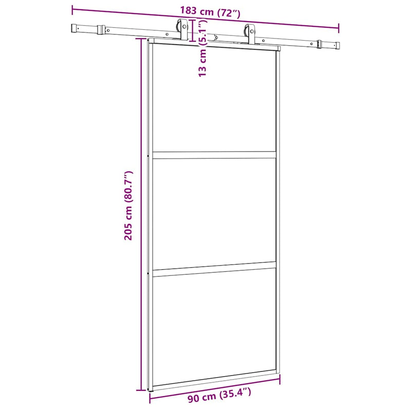 vidaXL fekete edzett üveg tolóajtó fémszerelék szettel 90x205 cm