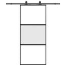 vidaXL fekete edzett üveg tolóajtó fémszerelék szettel 90x205 cm