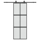 vidaXL fekete edzett üveg tolóajtó fémszerelék szettel 76x205 cm