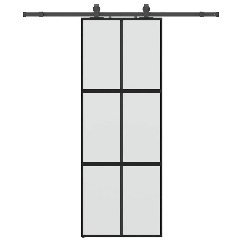 vidaXL fekete edzett üveg tolóajtó fémszerelék szettel 76x205 cm