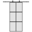 vidaXL fekete edzett üveg tolóajtó fémszerelék szettel 90x205 cm