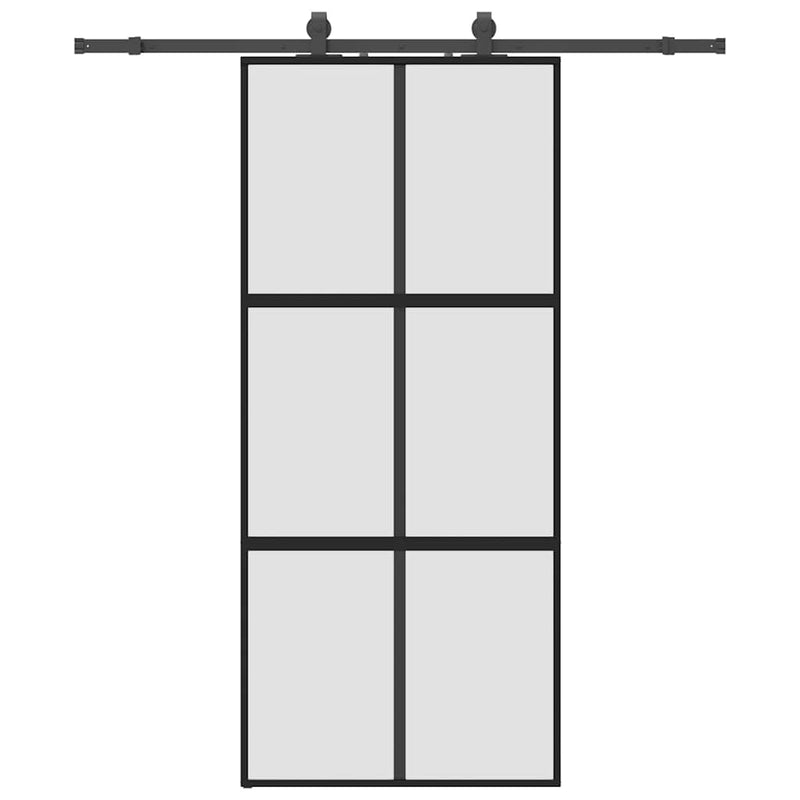 vidaXL fekete edzett üveg tolóajtó fémszerelék szettel 90x205 cm