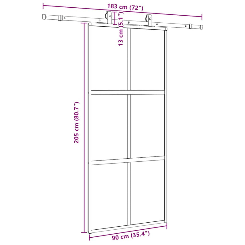 vidaXL fekete edzett üveg tolóajtó fémszerelék szettel 90x205 cm