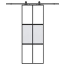 vidaXL fekete edzett üveg tolóajtó fémszerelék szettel 76x205 cm